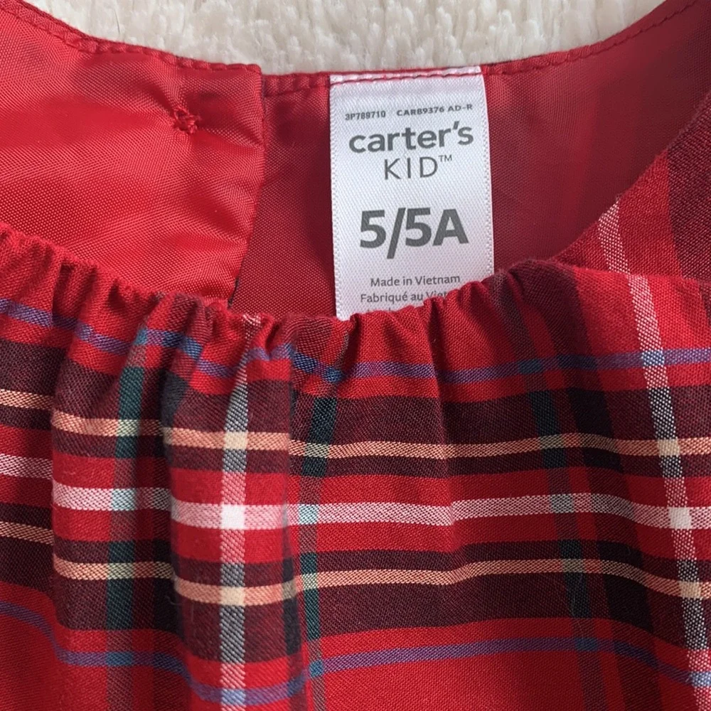 Carter’s Red Plaid Dress 5 Holiday Christmas EUC